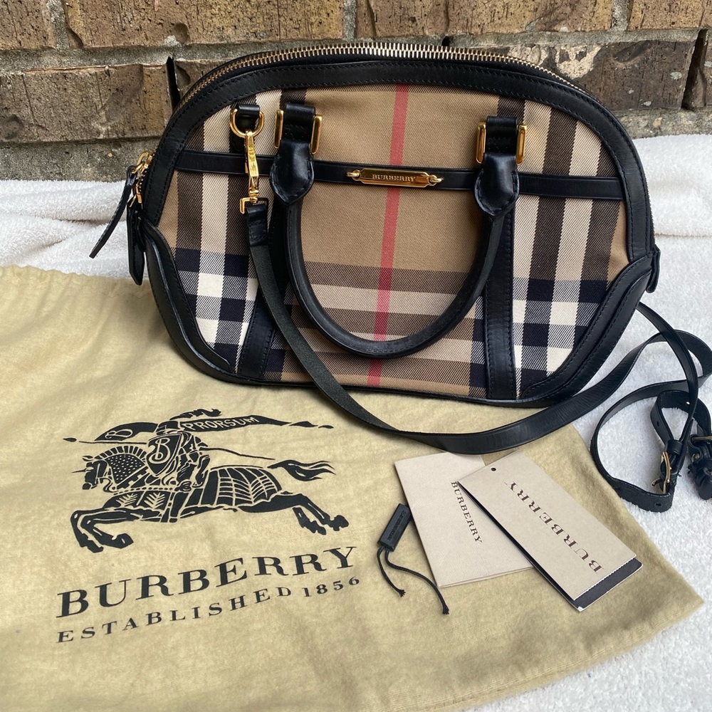 Authentic BURBERRY BRIDLE HOUSE CHECK SMALL ORCHARD BOWLING BAG